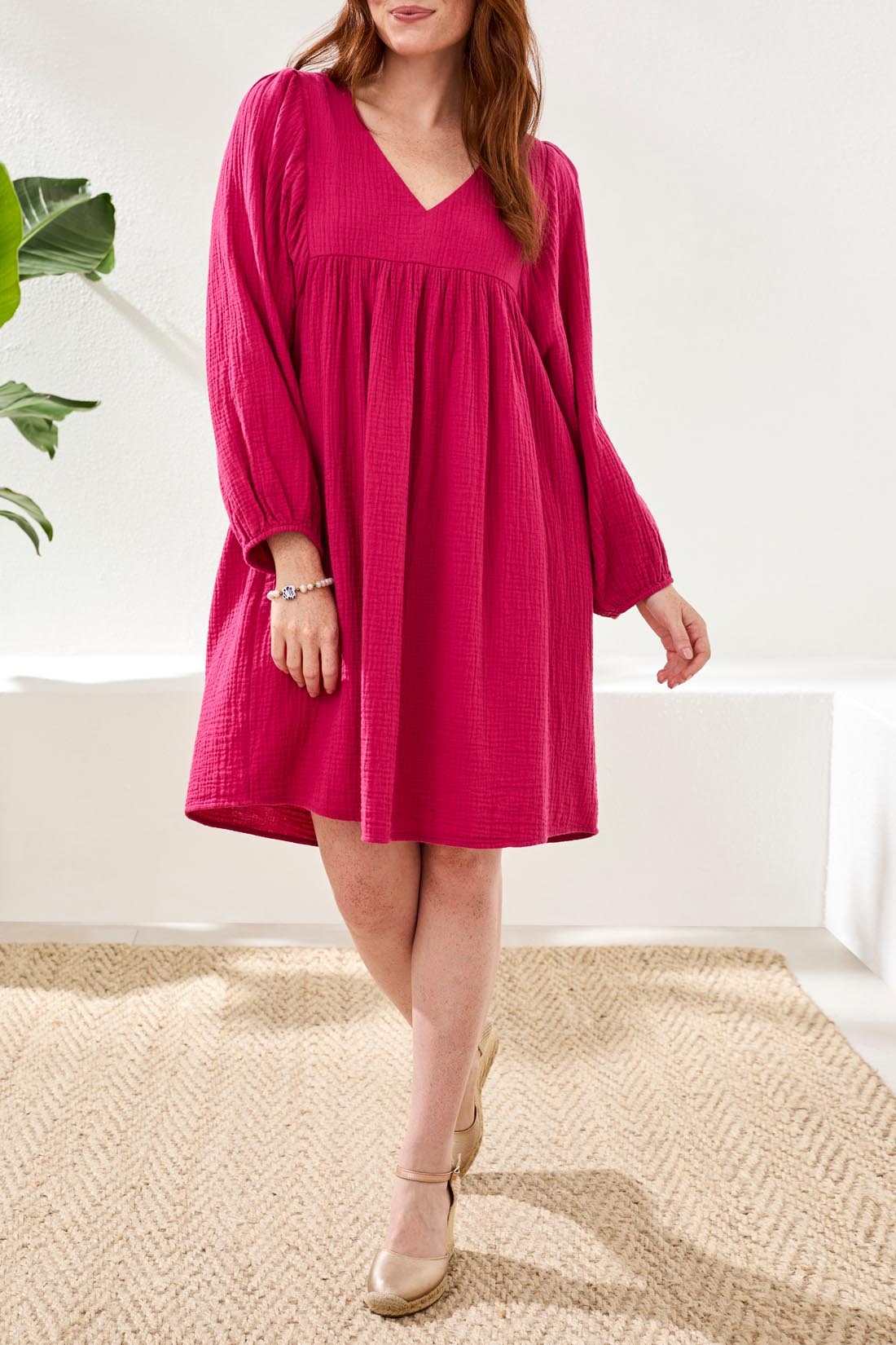 Tribal PUFF SLV DRESS W/ PKTS 6055O-SS26