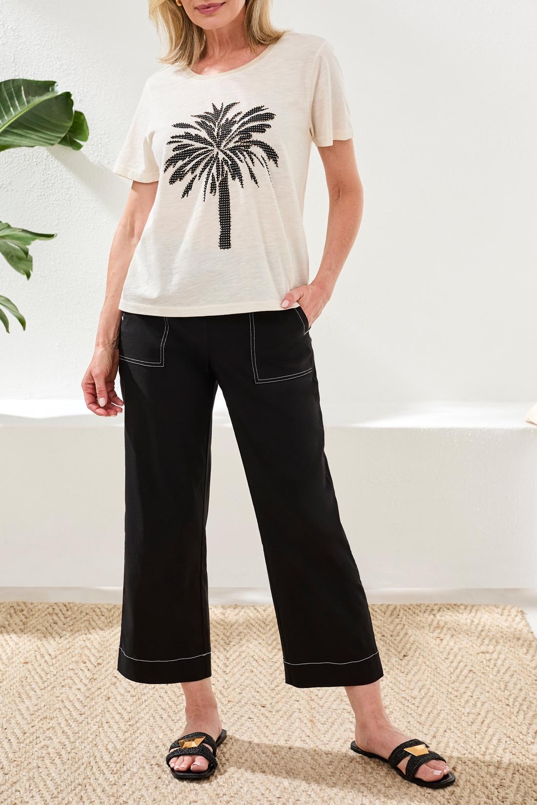 Tribal S/S CREW NECK TOP W/PLACEMENT PRINT 3073O-SS26