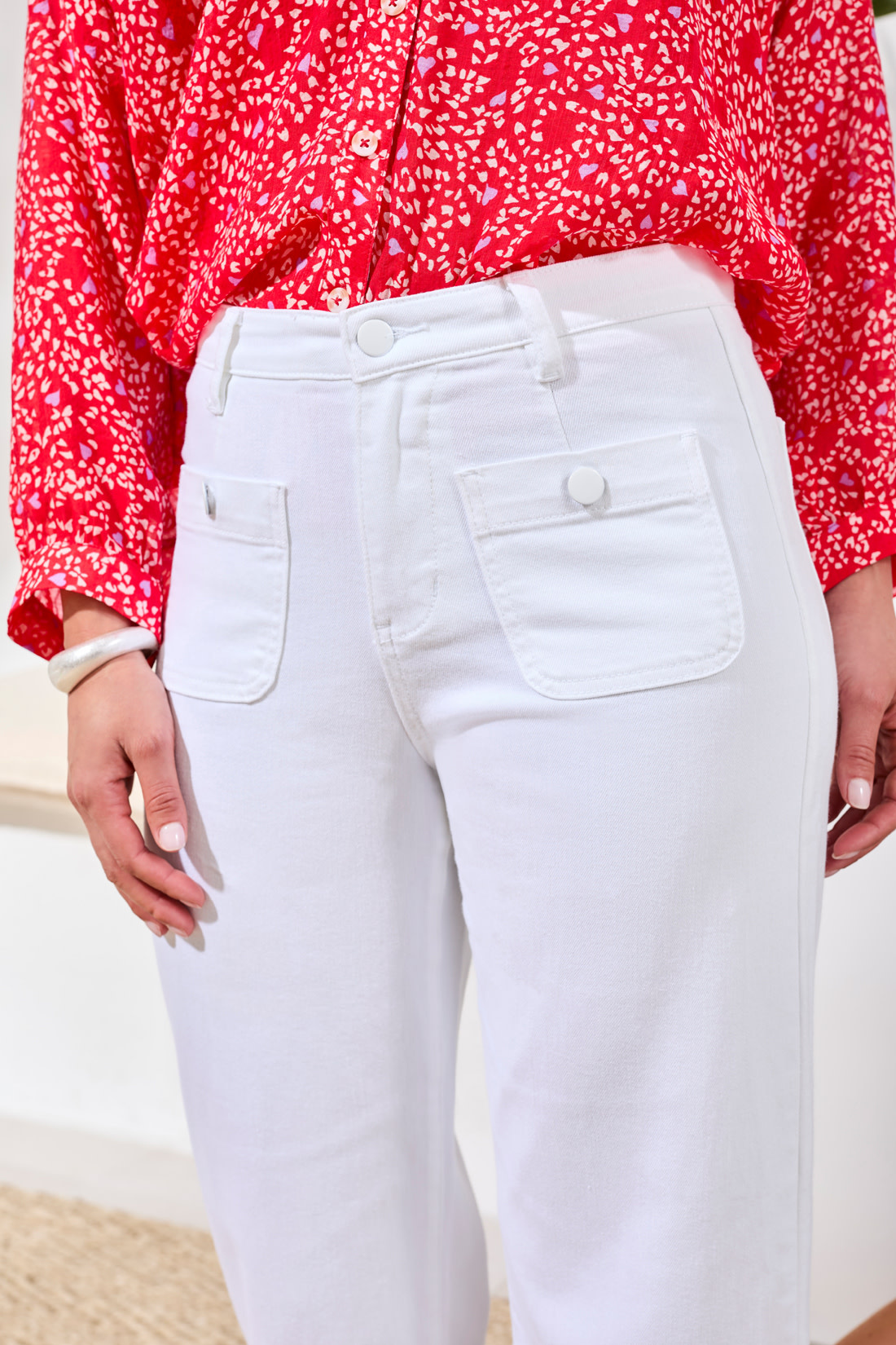 Tribal SOPHIA HUGGING CROP PALAZZO DENIM 6148O-SS26