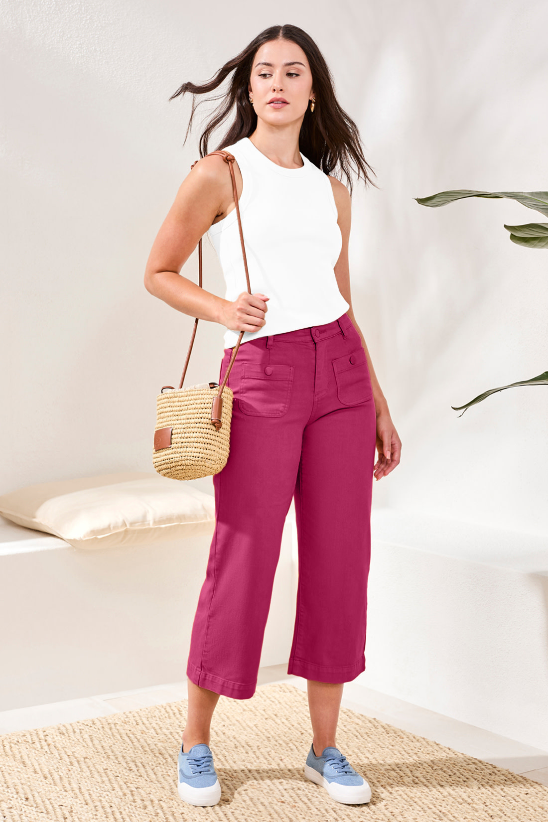 Tribal SOPHIA HUGGING CROP PALAZZO DENIM 6148O-SS26