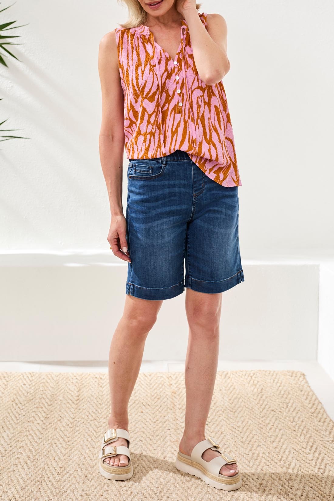 Tribal AUDREY PULL ON WIDE JEANS BERMUDA 5709O-SS26