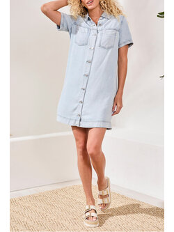Tribal DENIM SHIRT DRESS W/POCKETS 6143O-SS26