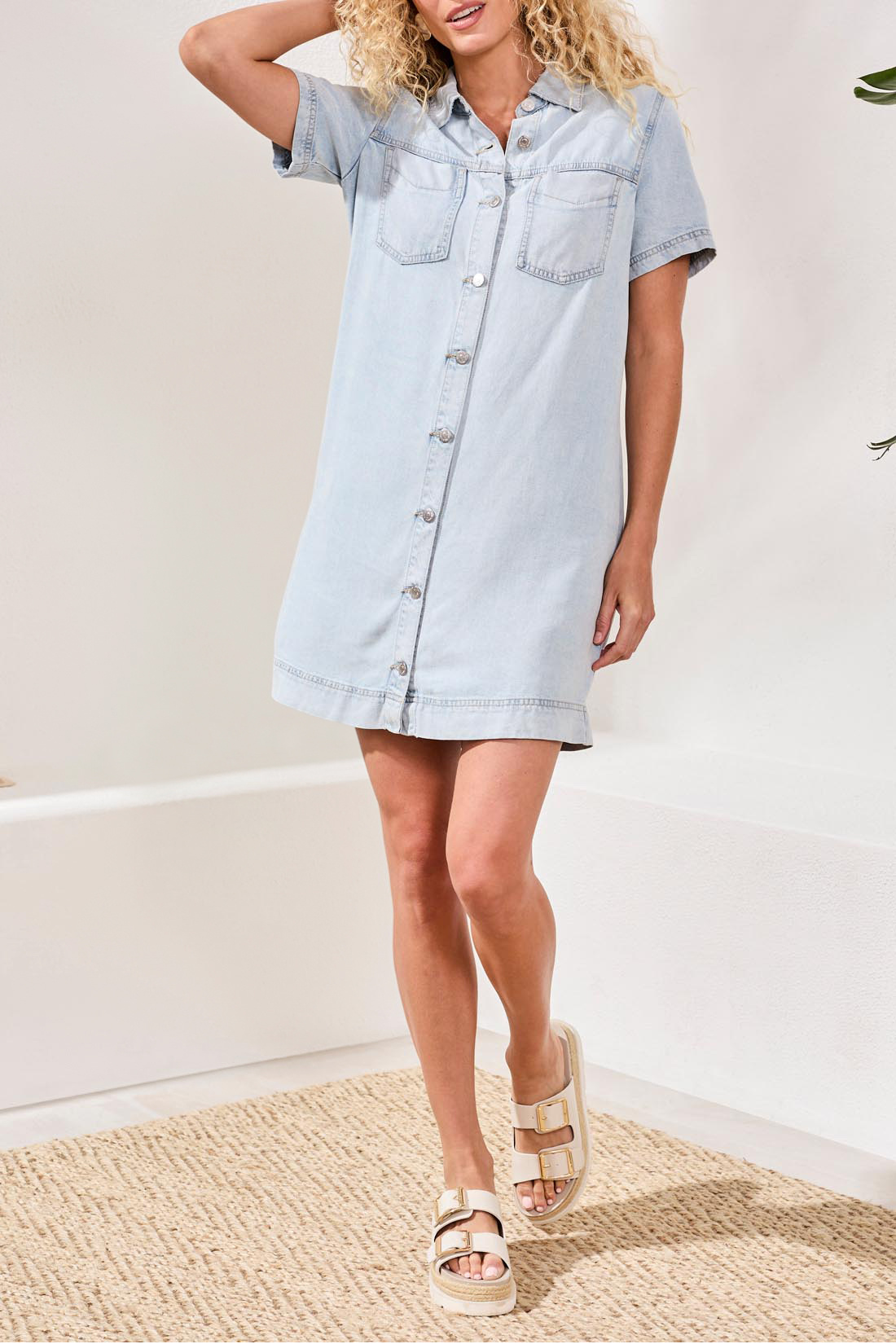 Tribal DENIM SHIRT DRESS W/POCKETS 6143O-SS26