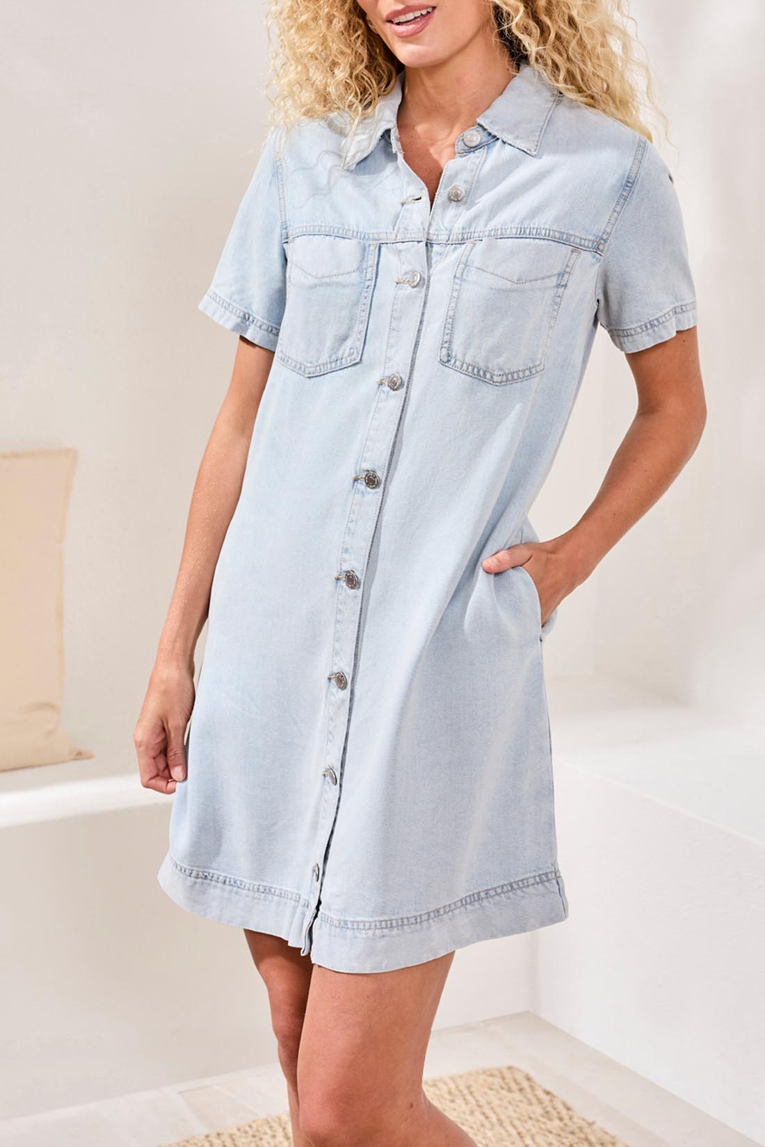 Tribal DENIM SHIRT DRESS W/POCKETS 6143O-SS26
