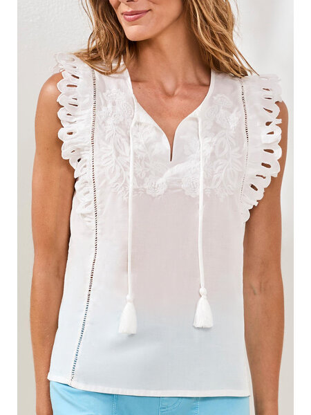 Tribal FRILL SLV BLOUSE W/ EMBROIDERY 6215O-SS26