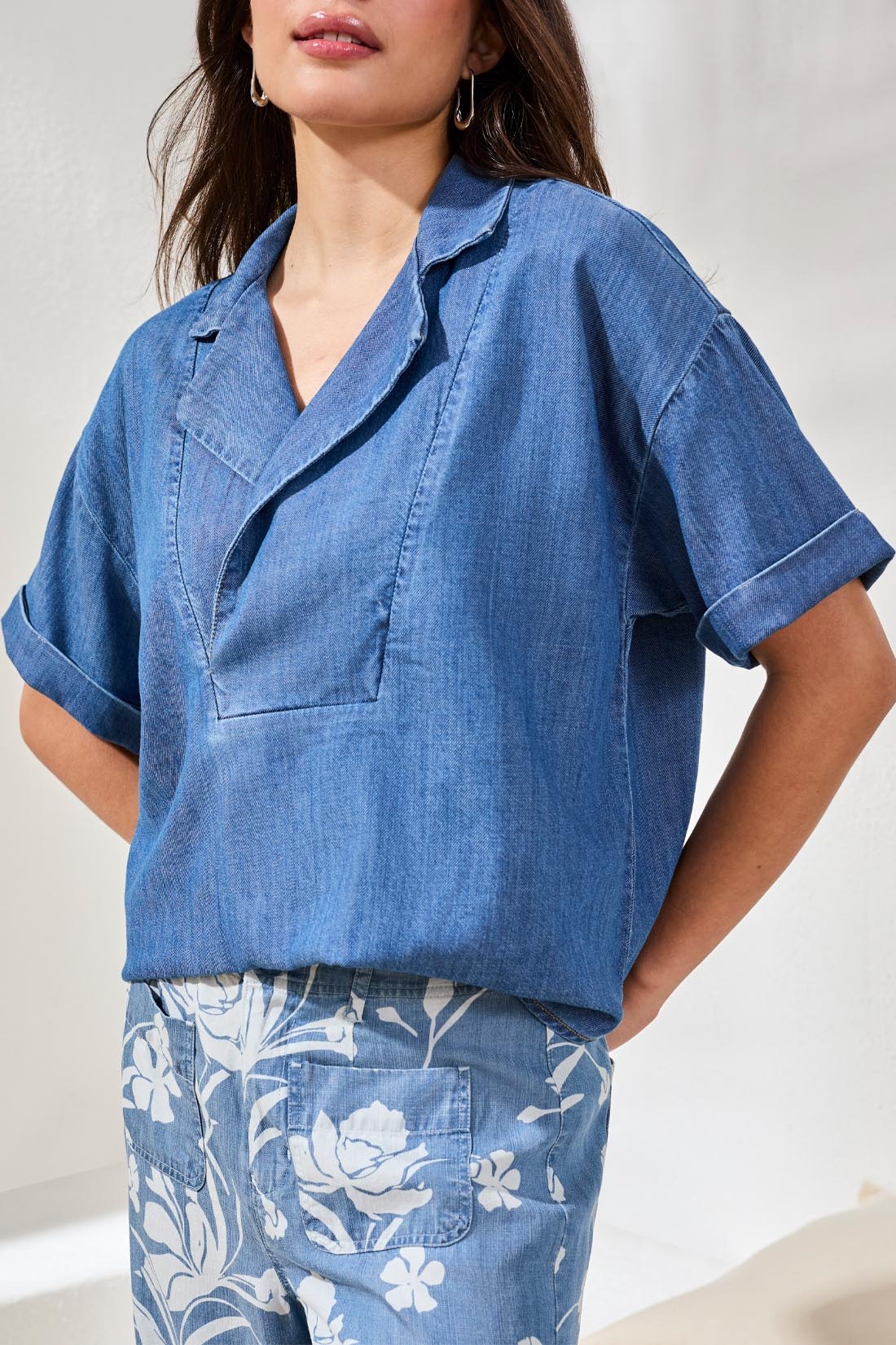 Tribal FLOWY POPOVER S/S SHIRT 5739O-SS26