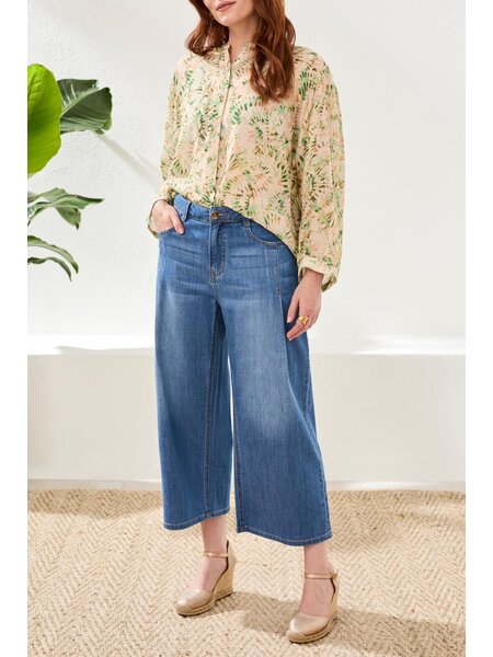 Tribal AUDREY PLEATED CROP WIDE JEANS 6189O-SS26