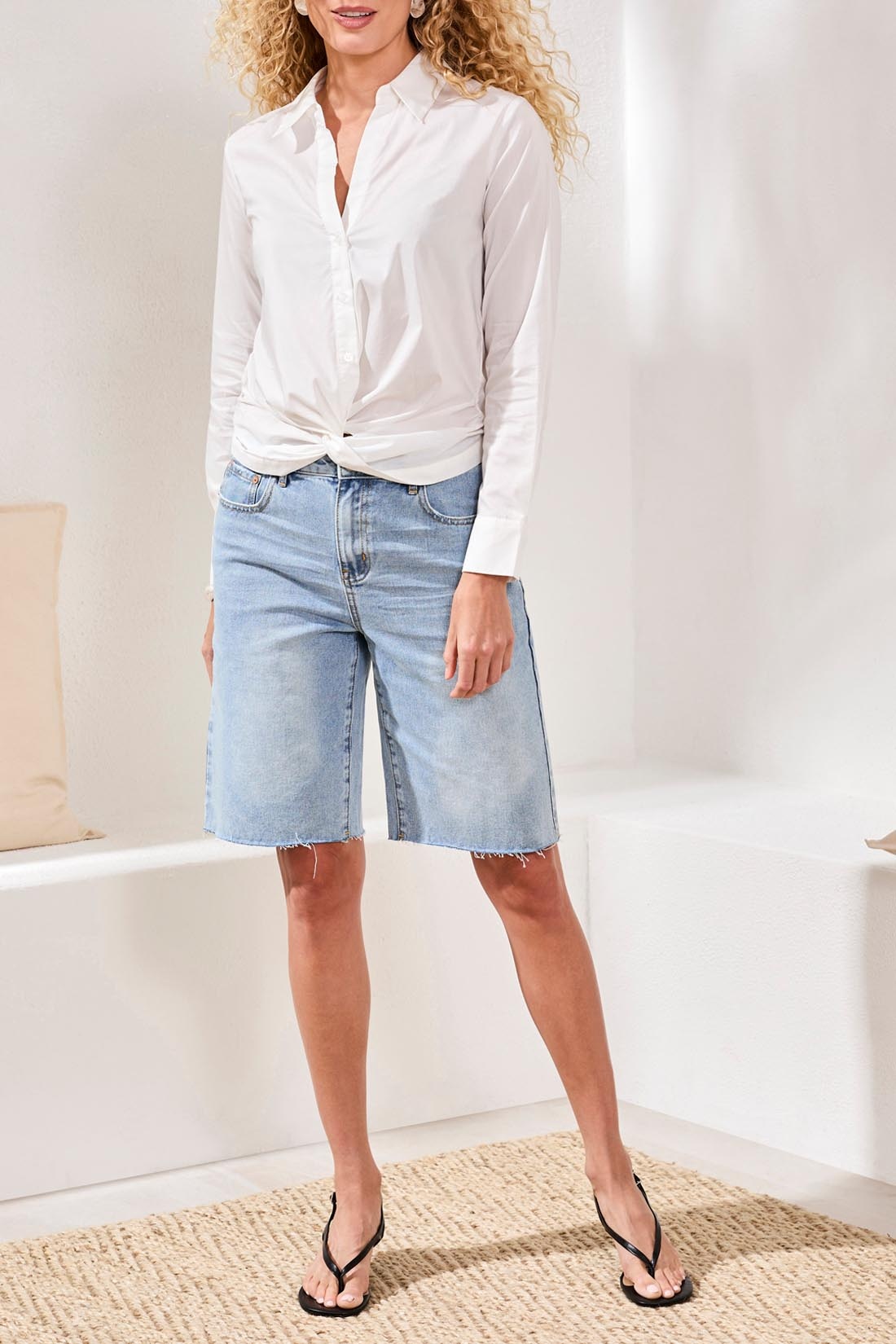 Tribal L/S SHIRT W/ FRONT KNOT & BK ELASTIC 6129O-SS26