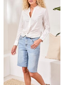 Tribal L/S SHIRT W/ FRONT KNOT & BK ELASTIC 6129O-SS26