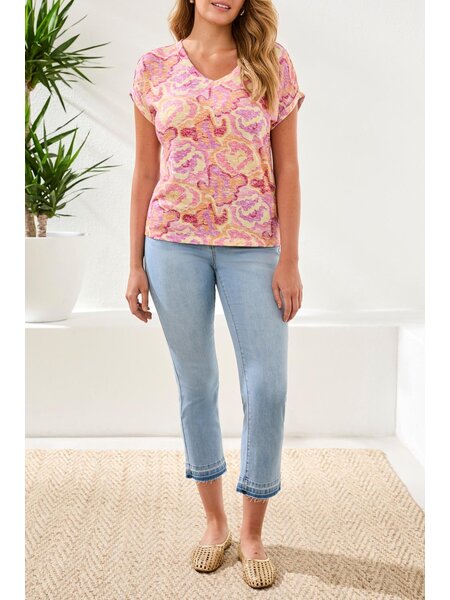 Tribal CAP SLEEVE WEAR 2 WAYS BOAT OR V-NK TOP  6108O-SS26