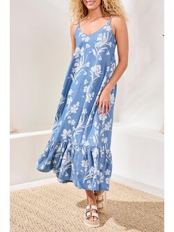 Tribal MAXI DRESS W/ BOTTOM FRILL 6145O-SS26