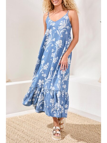 Tribal MAXI DRESS W/ BOTTOM FRILL 6145O-SS26