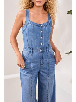 Tribal JUMPSUIT  W/ADJ. STRAPS & SMOCKING 6078O-SS26