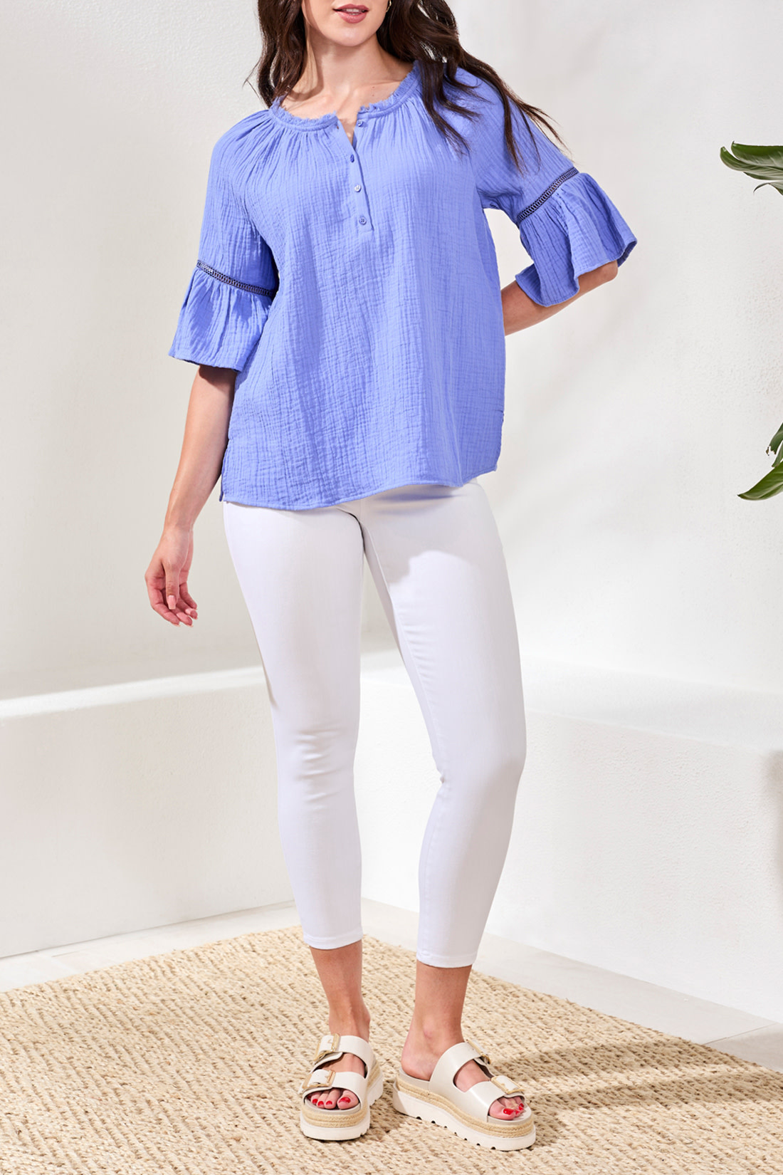 Tribal RAGLAN SLV BLOUSE W/ TAPE DTL 6059O-SS26