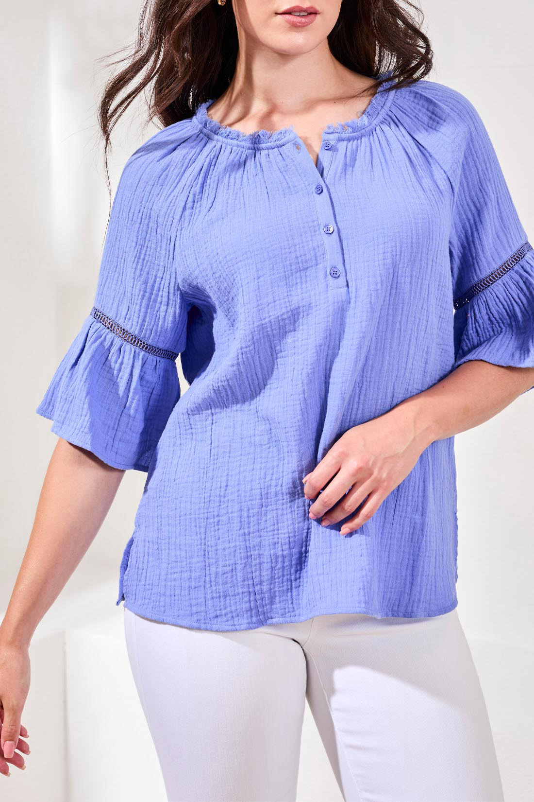 Tribal RAGLAN SLV BLOUSE W/ TAPE DTL 6059O-SS26