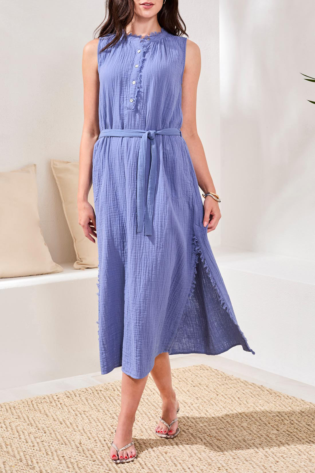 Tribal MAXI DRESS W/ LONG SLIT & SASH 6056O-SS26