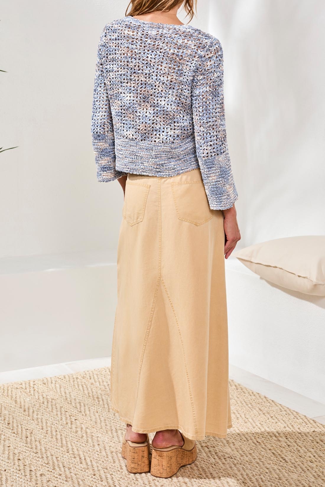 Tribal BELL SLV OPEN STITCH CREW NK  SWTR 6206O-SS26