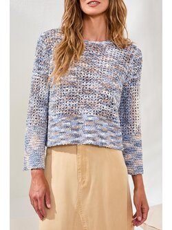 Tribal BELL SLV OPEN STITCH CREW NK  SWTR 6206O-SS26