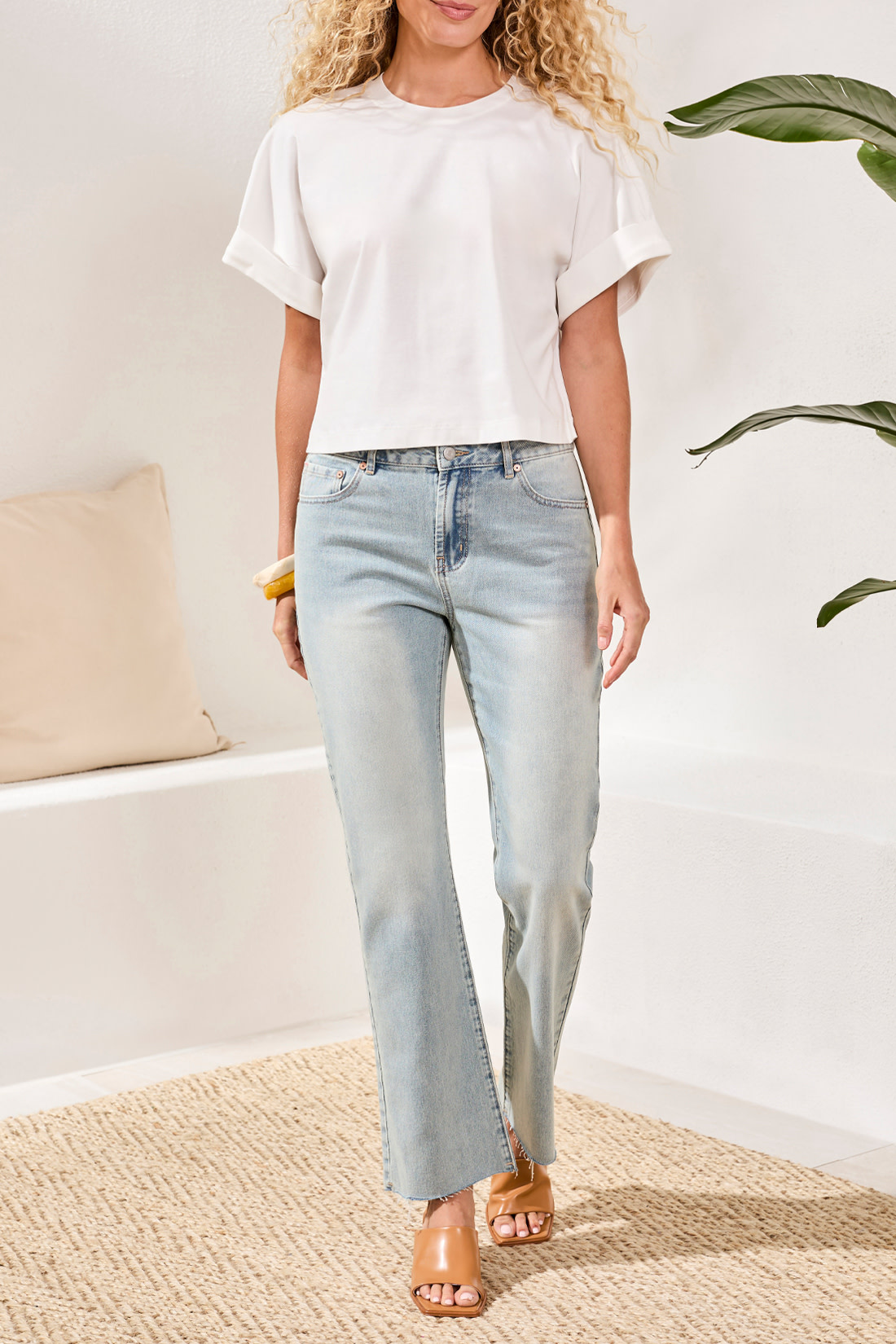 Tribal CREW NECK T-SHIRT W/TURN UP SLEEVE 5945O-SS26