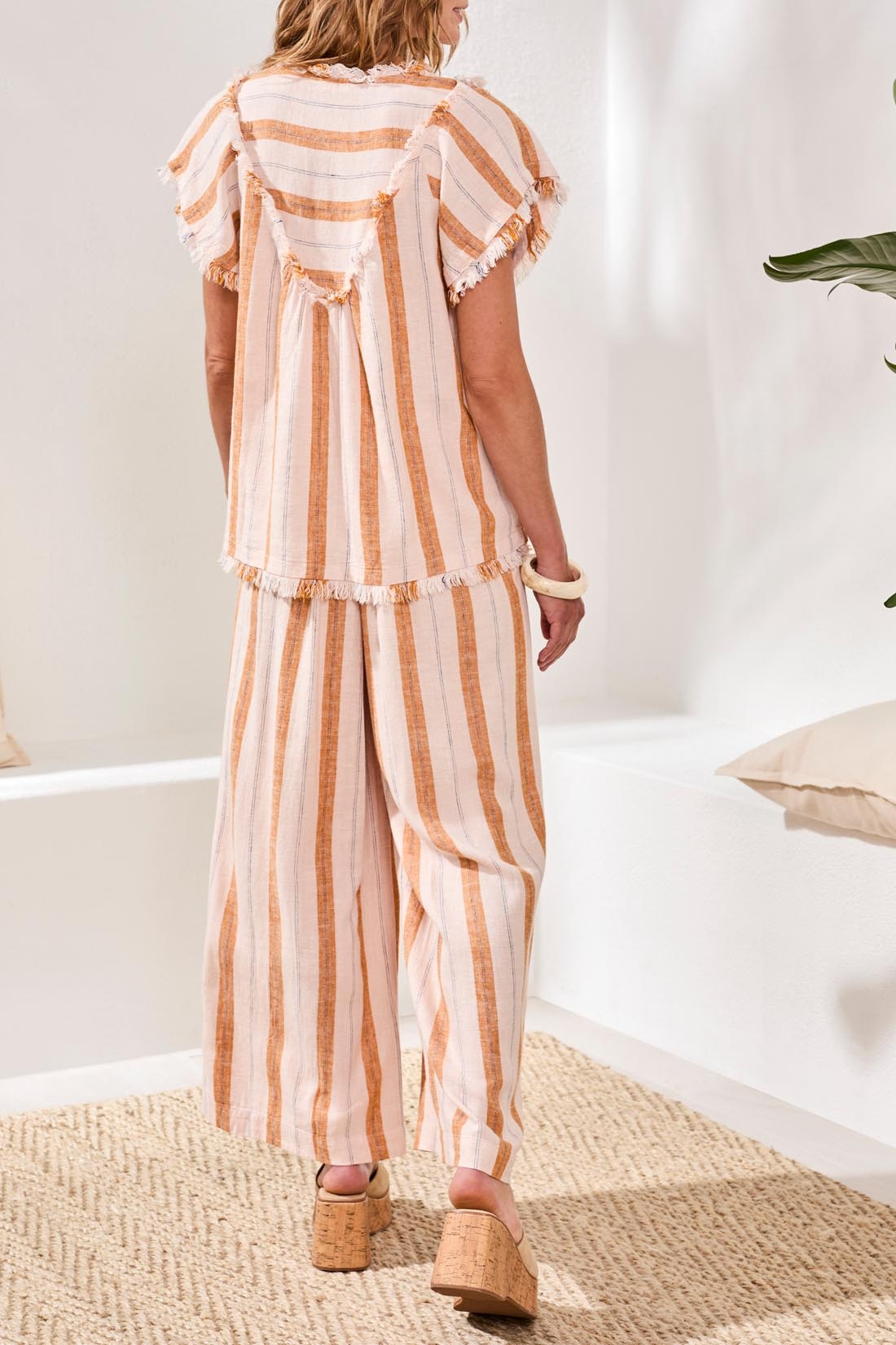 Tribal S/S BLOUSE W/ RAW EDGE & SMOCKING 6166O-SS26