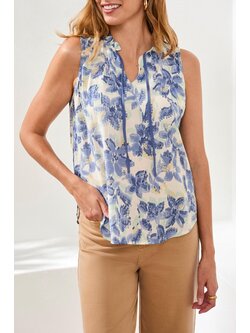 Tribal BLOUSE W/ FRILL NECK & CONTRAST CORD 6170O-SS26