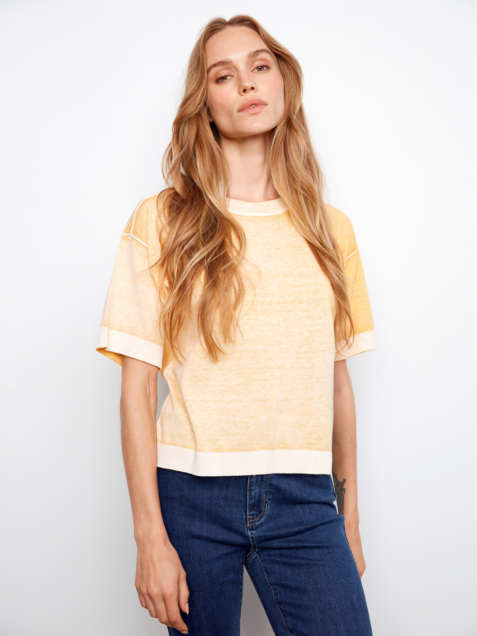 Charlie B Reverse Print Short Sleeve Crew Neck Sweater C2947V/261B SS26