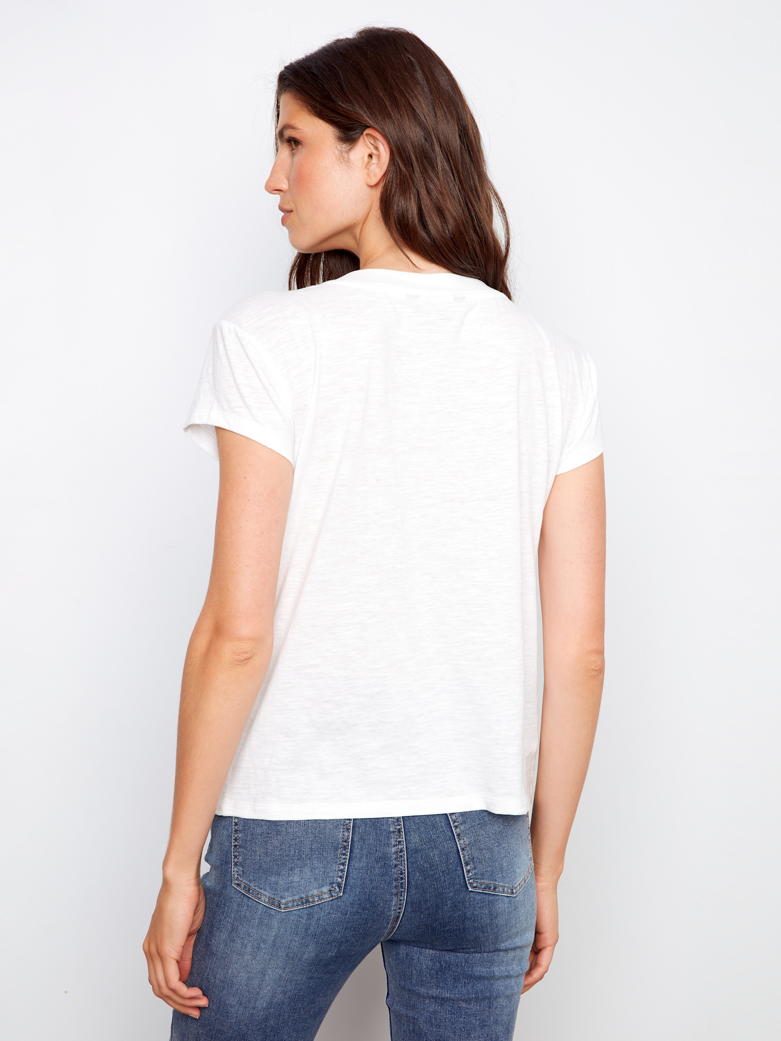Charlie B Drop Shoulder  V-Neck T-Shirt SS26 C1428