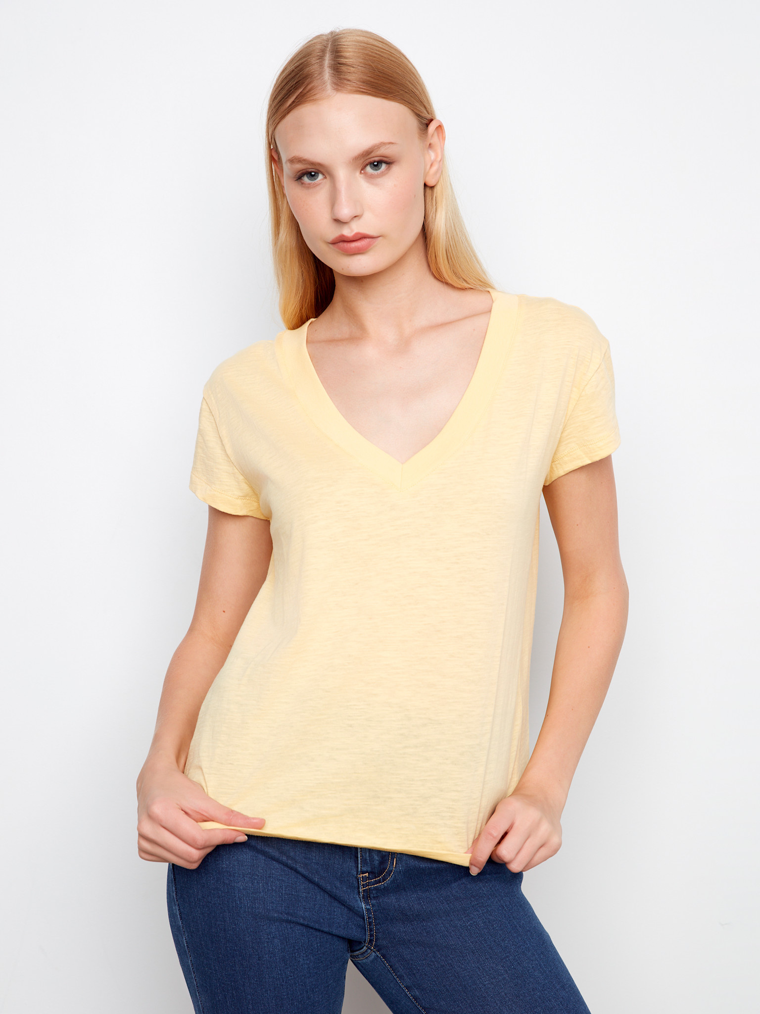 Charlie B Drop Shoulder  V-Neck T-Shirt SS26 C1428