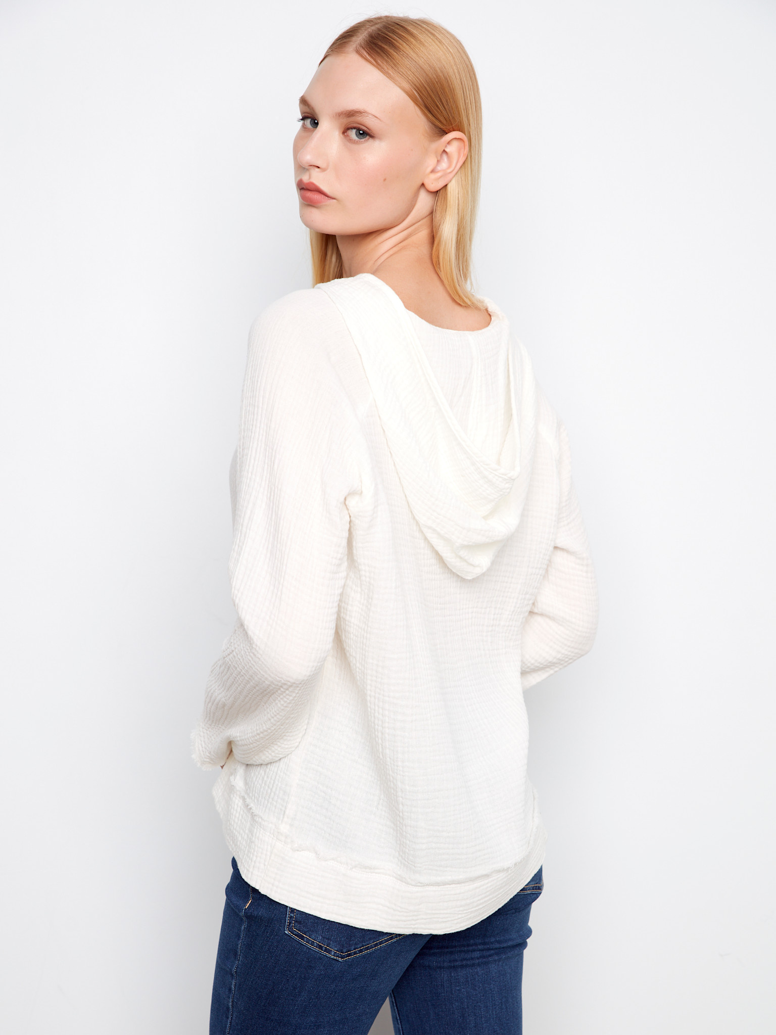 Charlie B Bubble Cotton Hoodie With Kangaroo Pocket C4445T/050C SS26