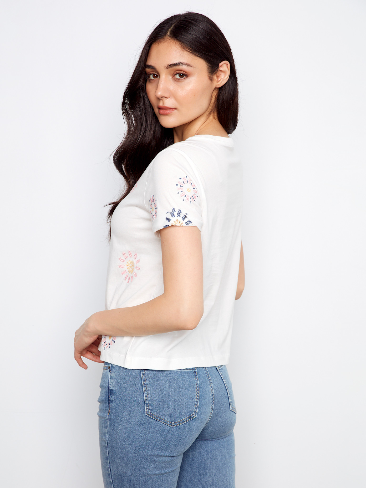 Charlie B Embroidered Front Cotton Jersey T-Shirt SS26 C1426