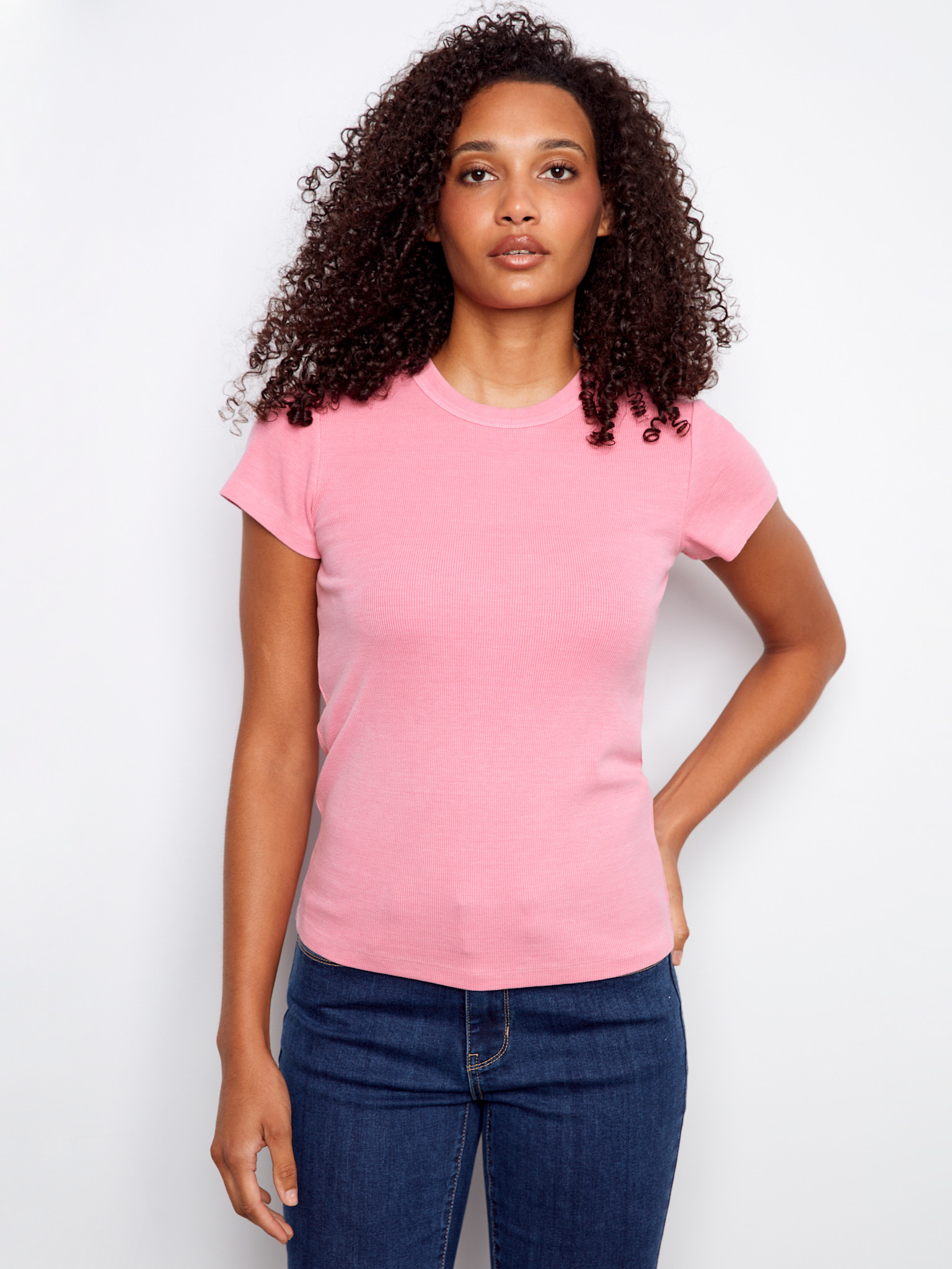 Charlie B Tencel Rib Crew Neck T-Shirt SS26 C1443
