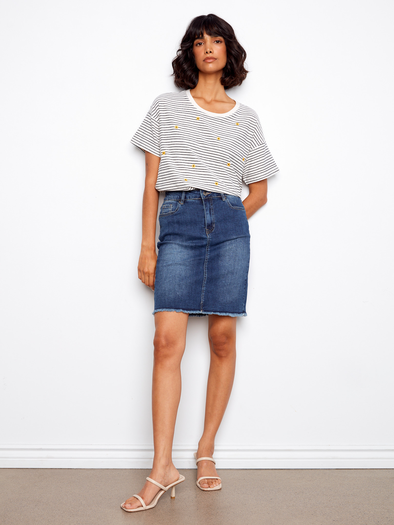 Charlie B Short Sleeve  T-Shirt W/ Embroidery SS26 C1387