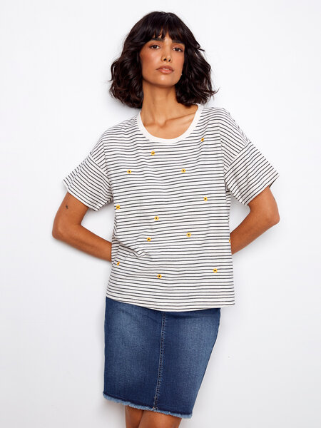 Charlie B Short Sleeve  T-Shirt W/ Embroidery SS26 C1387