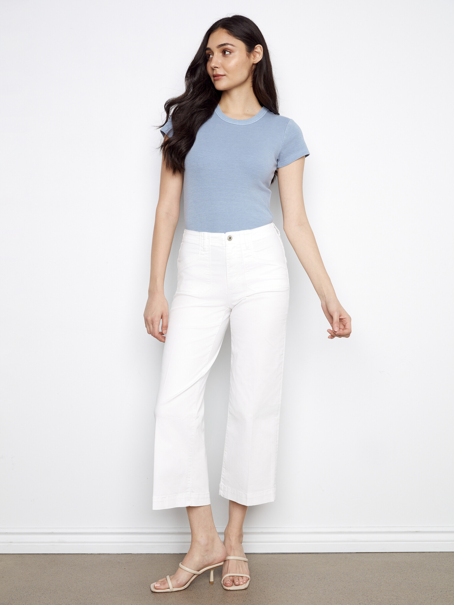 Charlie B Cropped Wide Leg Colored Twill Pants With Patch Pockets C5660R/618A SS26