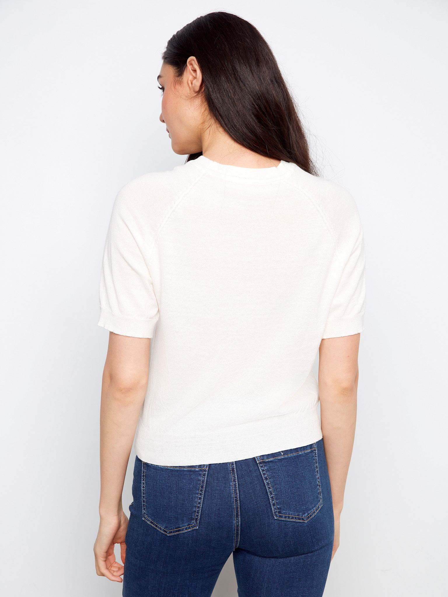 Charlie B Raglan Elbow Sleeve Sweater With Flowers Soutache Detail C2969/626B SS26