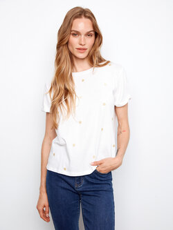 Charlie B Embroidered Front  Jersey T-Shirt SS26 C1426
