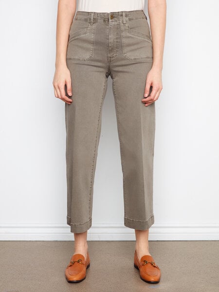 Charlie B Cropped Wide Leg Colored Twill Pants With Patch Pockets C5660R SS26