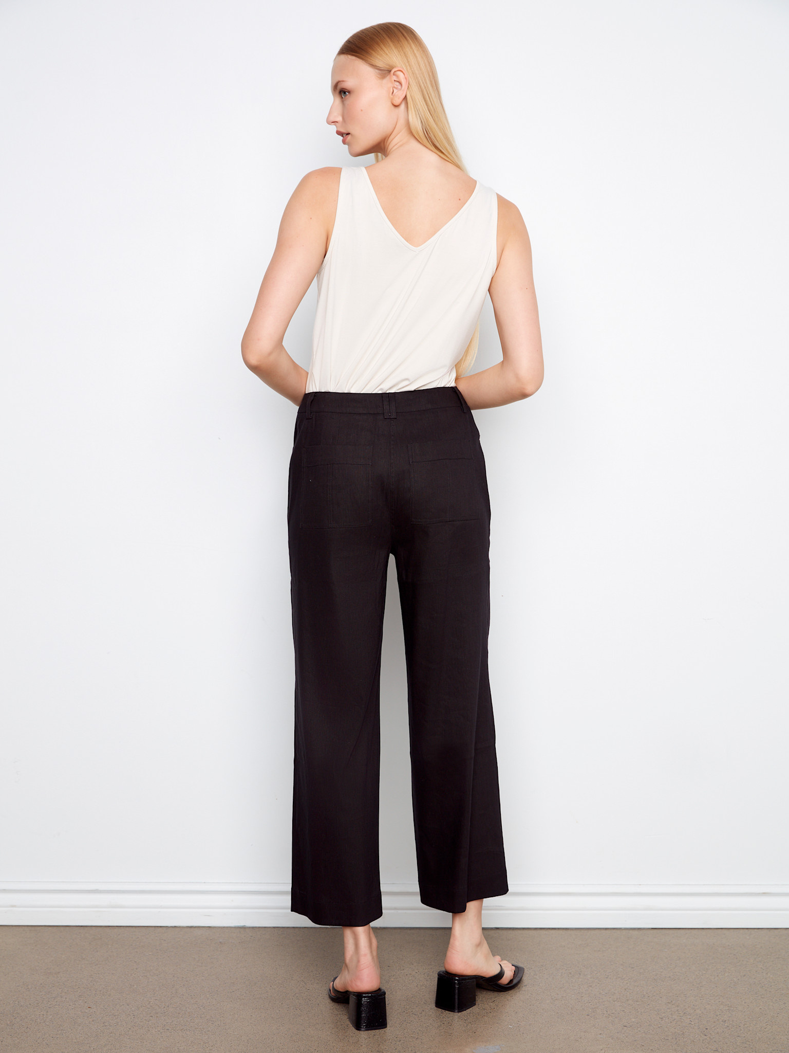 Charlie B Stretch Linen Wide Leg Button Front Pants SS26 C5751