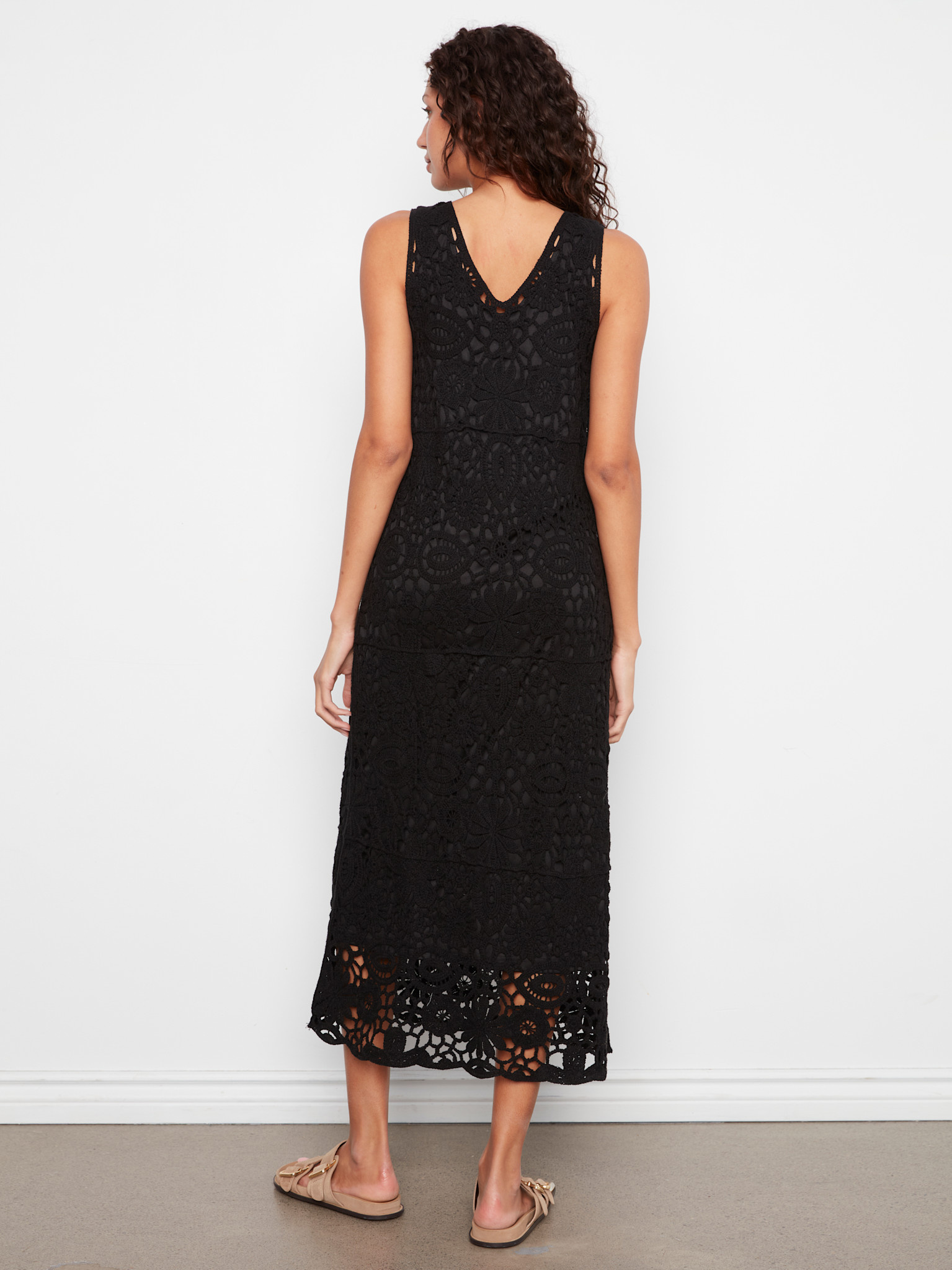 Charlie B Sleeveless V-Neck Lined Crochet Dress SS26 C3203