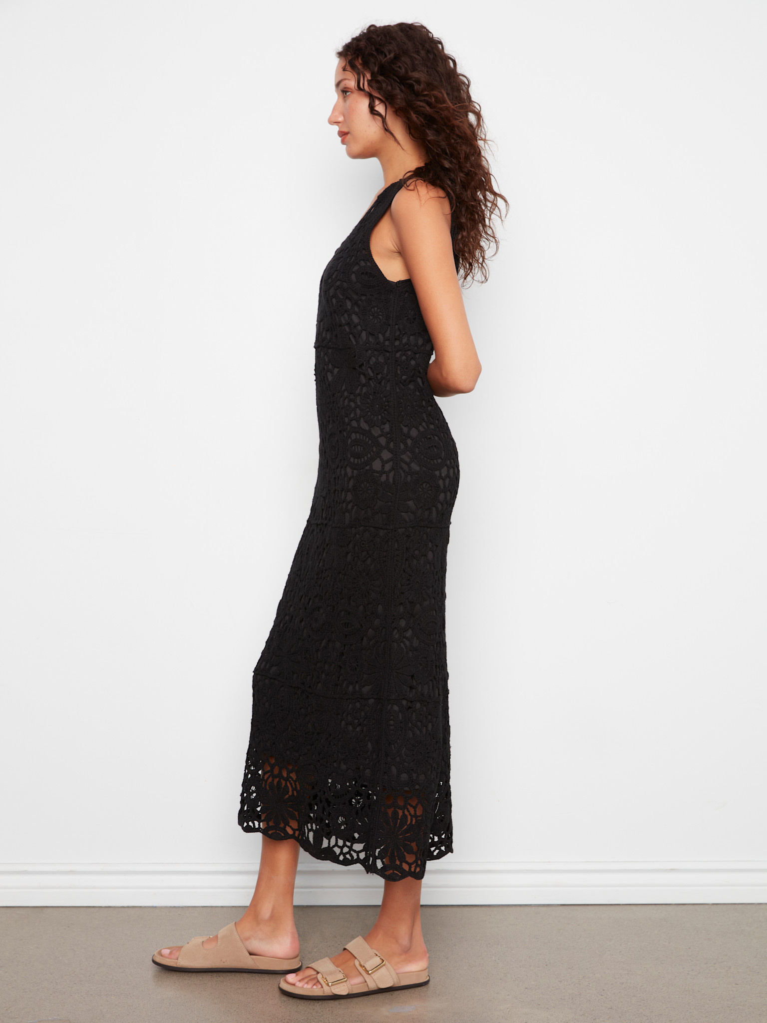 Charlie B Sleeveless V-Neck Lined Crochet Dress SS26 C3203