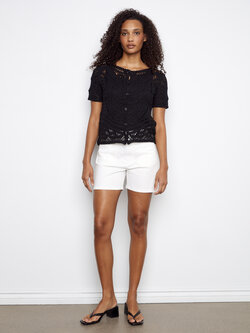 Charlie B Crochet Sweater With Placket & Buttons SS26 C2965