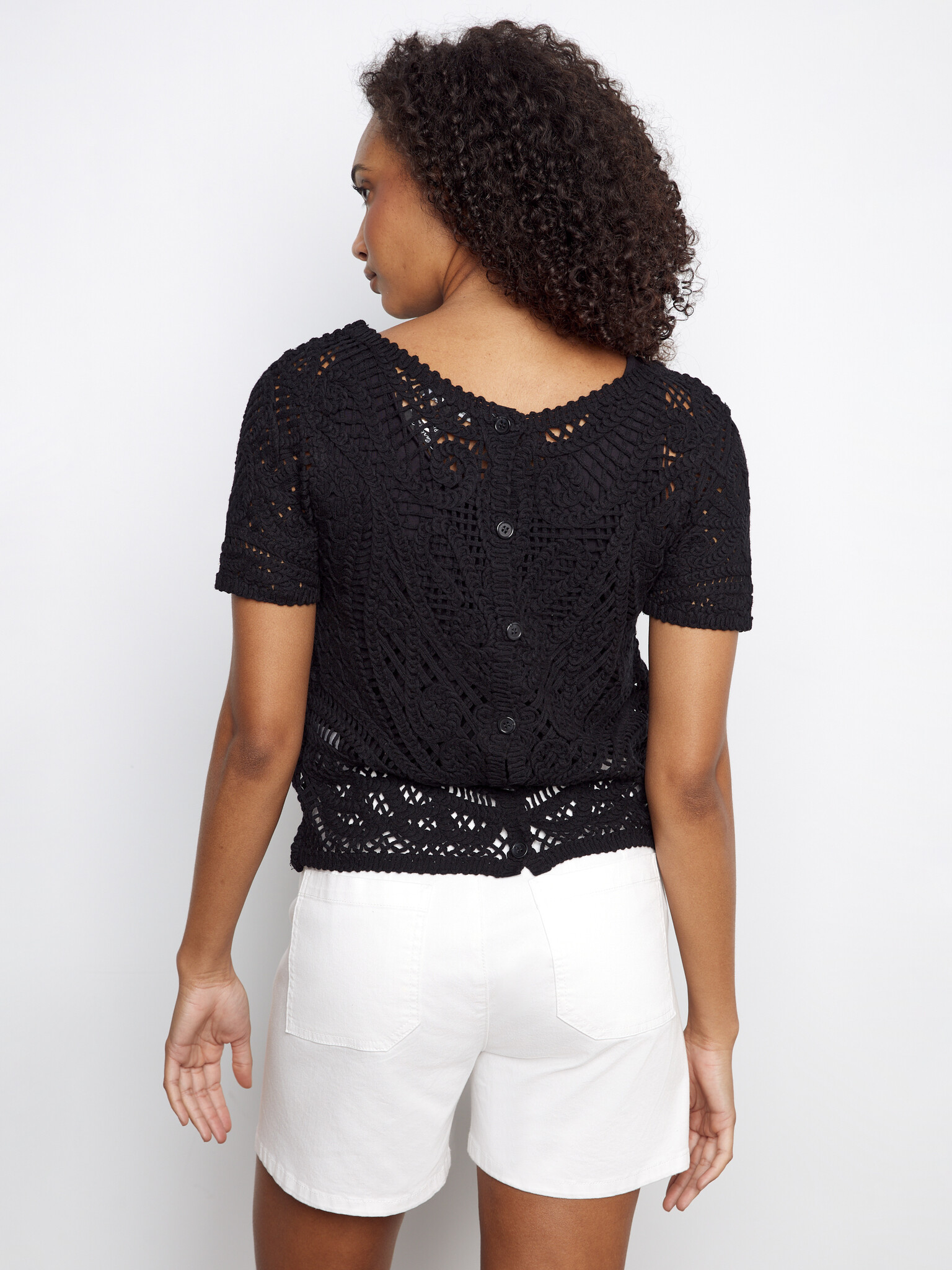 Charlie B Crochet Sweater With Placket & Buttons SS26 C2965