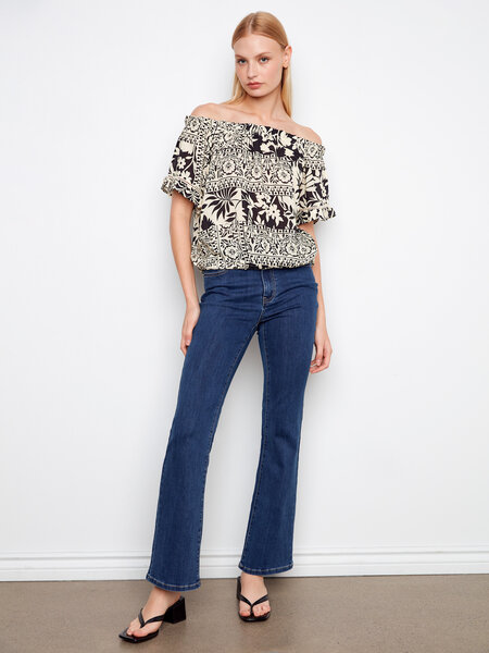 Charlie B Printed Off Shoulder Blouse SS26 C4554