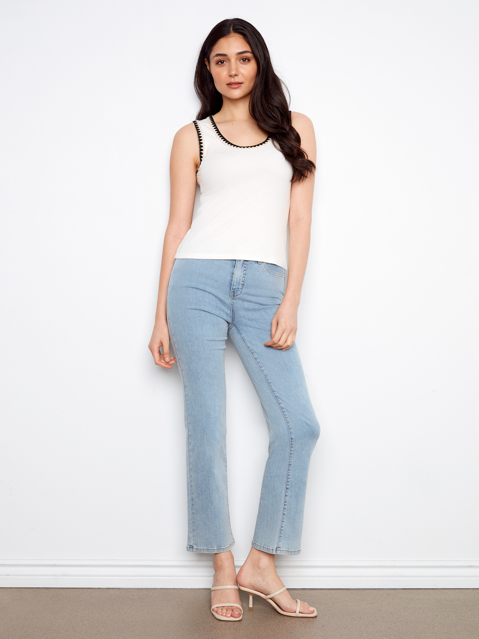 Charlie B Knit Tank W/ Crochet Detail SS26 C1430