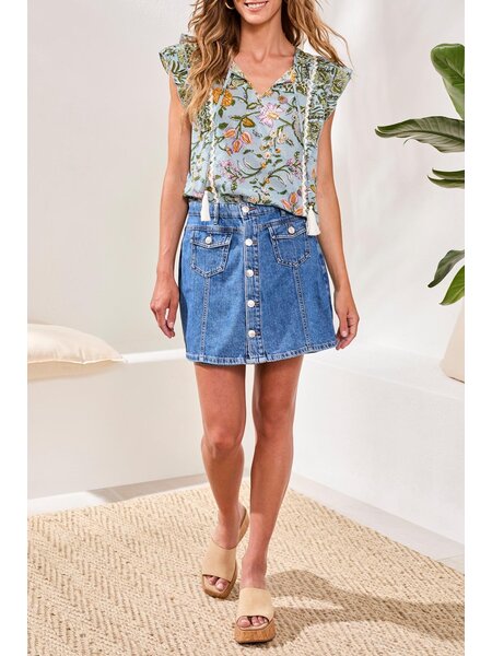 Tribal AUDREY BTN DOWN DENIM SKORT 6175O-SS26