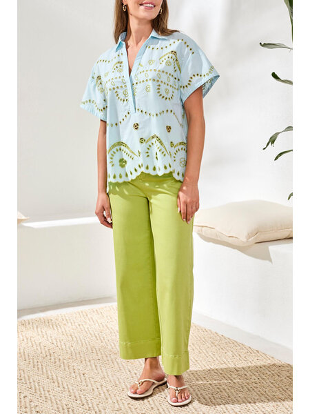Tribal S/S POP OVER EMBROIDERED BLOUSE 2482O-SS26