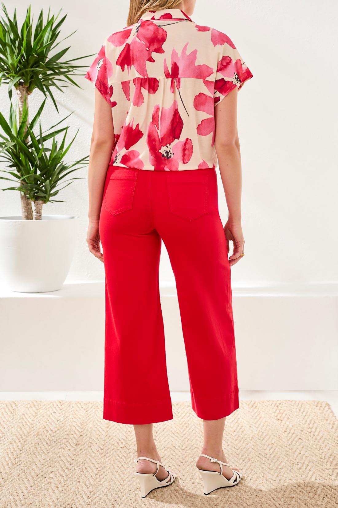 Tribal S/S TOP W/BUTTONS & TIE FRONT 2084O-SS26