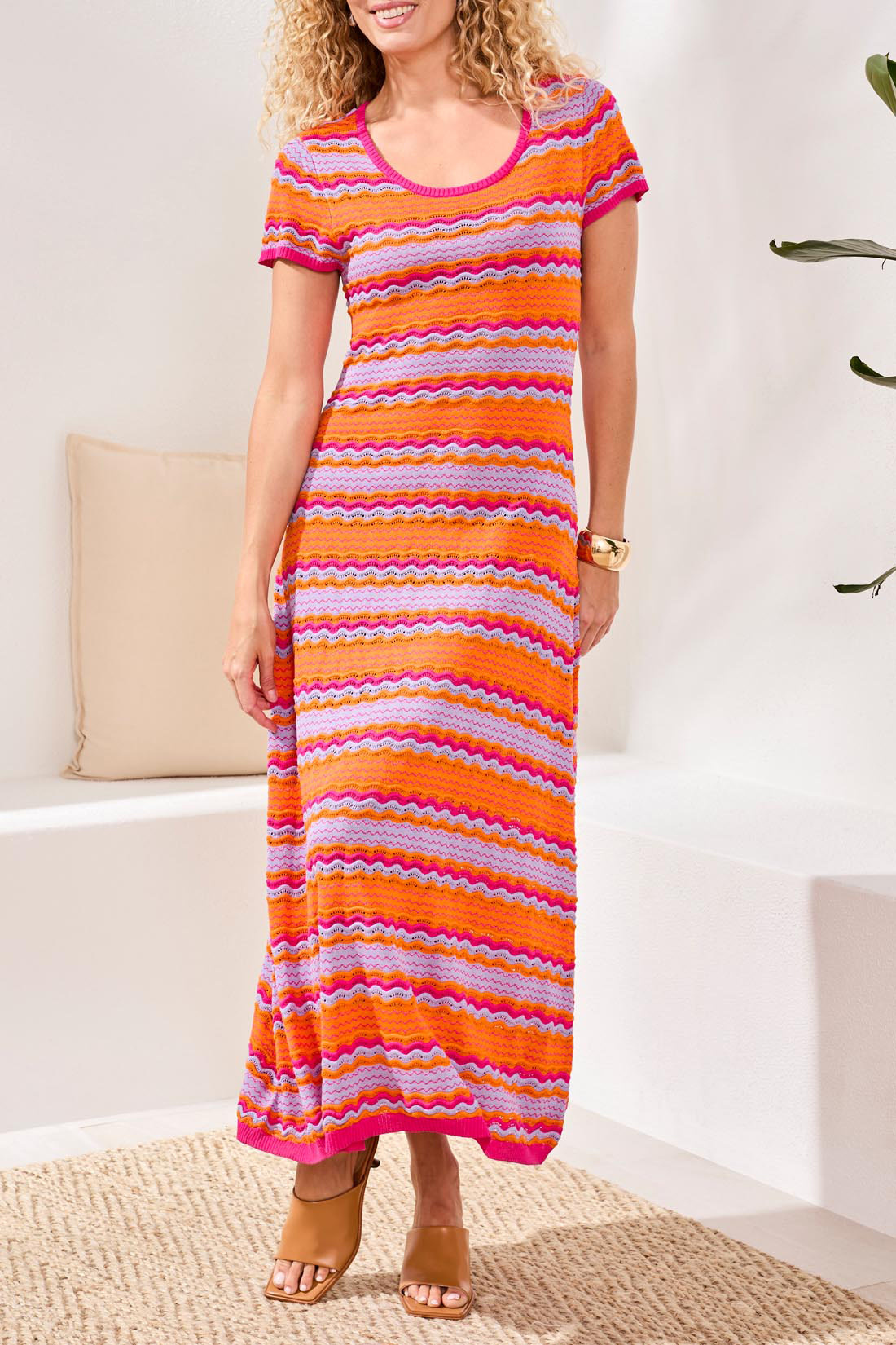 Tribal S/S SCOOP NK SWT DRESS 3062O-SS26