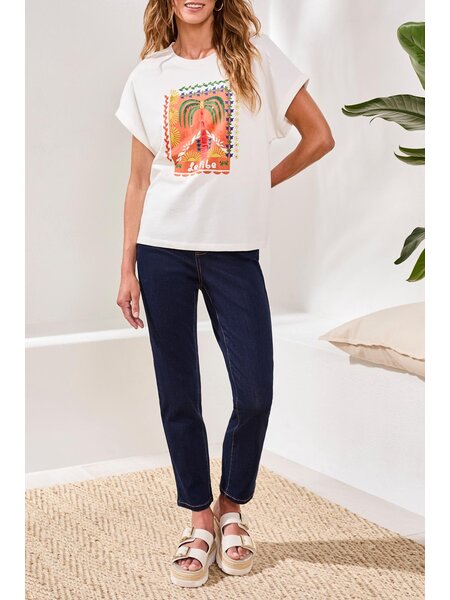 Tribal CREW DOLMAN SLV  W/ BEADED DTL PLACEMENT PRINT  6100O-SS26