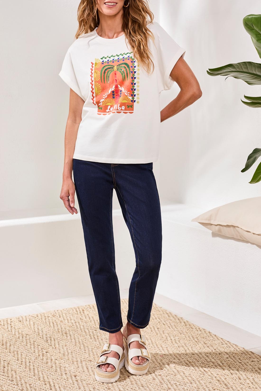 Tribal CREW DOLMAN SLV  W/ BEADED DTL PLACEMENT PRINT  6100O-SS26